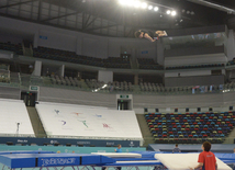 Bakıda batut gimnastikası üzrə Dünya Kubokunda iştirak edəcək idmançıların podium məşqləri. Azərbaycan, 4 mart, 2016